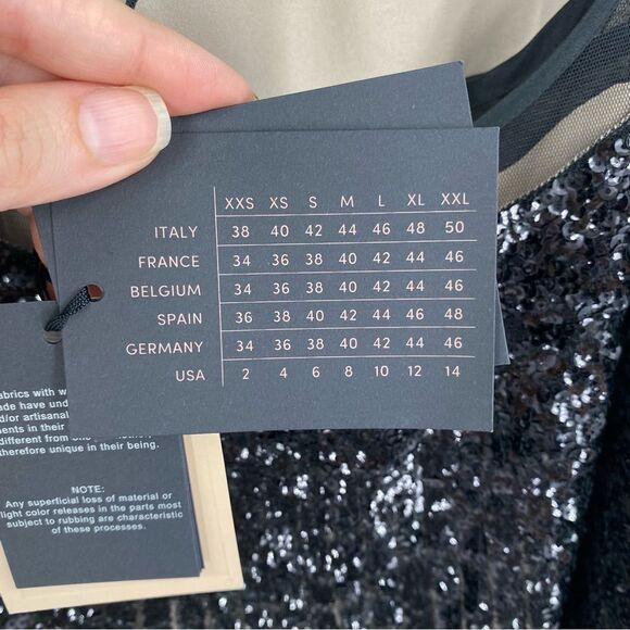 Twinset Milano Women’s Midi Sequin Abito Black Mini Dress size 46 10US NWT - Picture 3 of 5